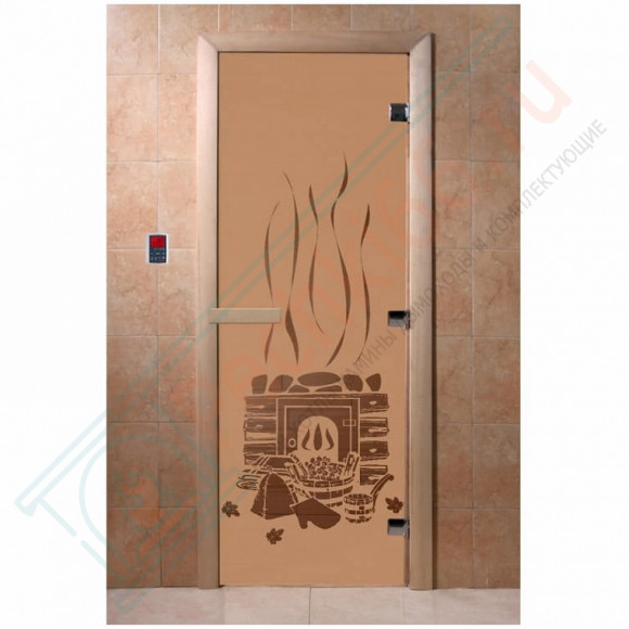 Дверь стеклянная для бани, матовая бронза, "Банька" 1900х700 (DoorWood) в Кургане