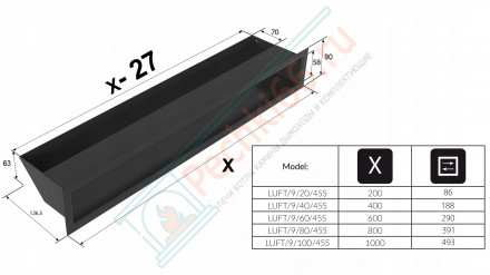 Решетка 9X80 белая LUFT/9/80/45S/B (Kratki)