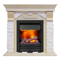 Электрокаминокомплект Dublin - Слоновая кость с патиной / Сланец крем с очагом Danville Black FB2