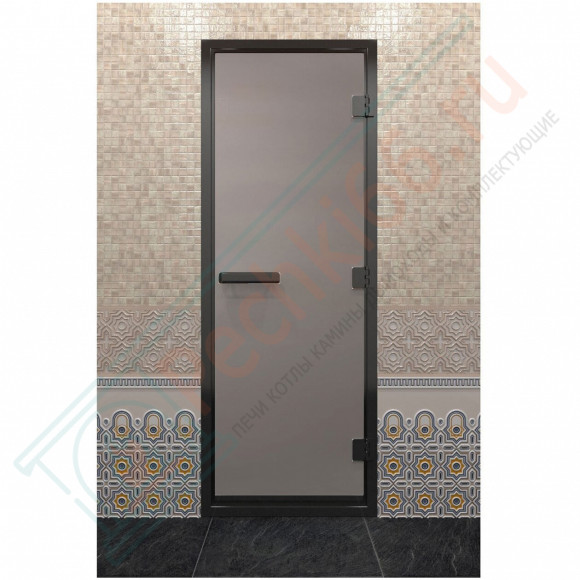 Дверь для хамама в черном профиле, сатин 2000x700 мм (DoorWood) в Кургане