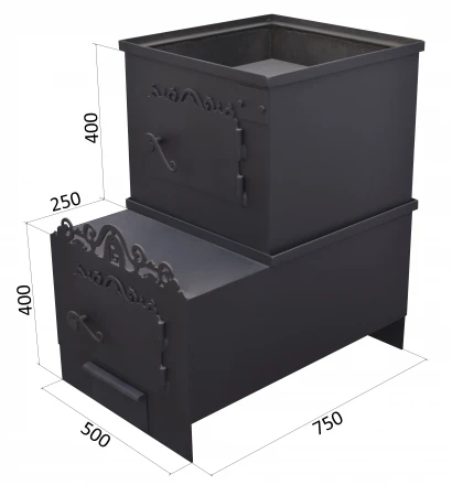 Печь для бани вертикальная мини с выступом, бак 100 л, до 18 м3